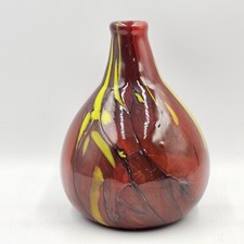  Abstract Studio Art Glass Signed MH Limited Edition 6/20 Vase Bud Gourd Lava