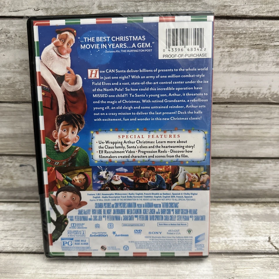 New Arthur Christmas DVD 2011 PG animated holiday family movie, Aardman, McAvoy - Image 3 of 4