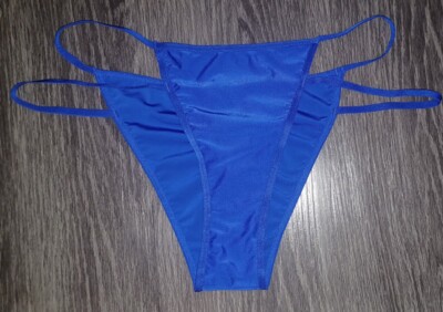 VS Vintage  Strappy Ruched Back itsy Panty NEW SIZE Small Bright Blue
