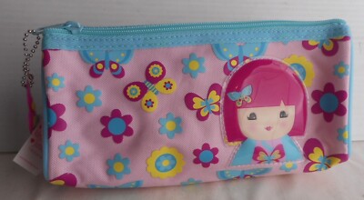 Mille Triangular Pencil Case Butterflies  Portable 9'' w x 4'' h x 3'' Zipper- NEW