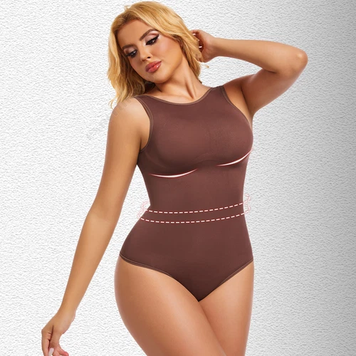 Women Crew Neck Full Body Shaper Slimming Firm Control Tummy Bodysuit Shapewear - Picture 15 of 33