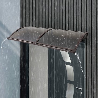 Modern Front Door Awning Canopy with Efficient Drainage Coffee Color