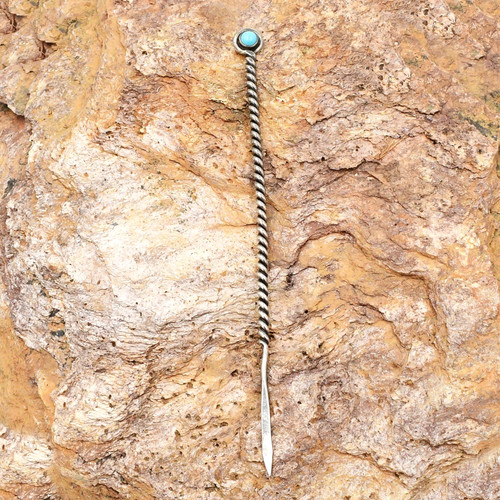 Sterling Silver 925 Vintage Turquoise Gemstone Hair Stick Pin