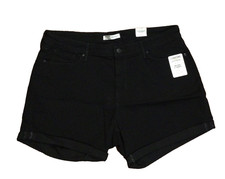 Signature By Levi Strauss Mid-Rise BLACK Bermuda Shorts STRETCH Sz 18 W34 NWT