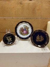 Collection of 3 Miniature Limoges Plates & Stands 3 Sizes VGC Vintage See Pics