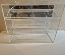 Clear Acrylic 3-Tiered Model Car Display Case w/Mirrored Backing, Sliding Door