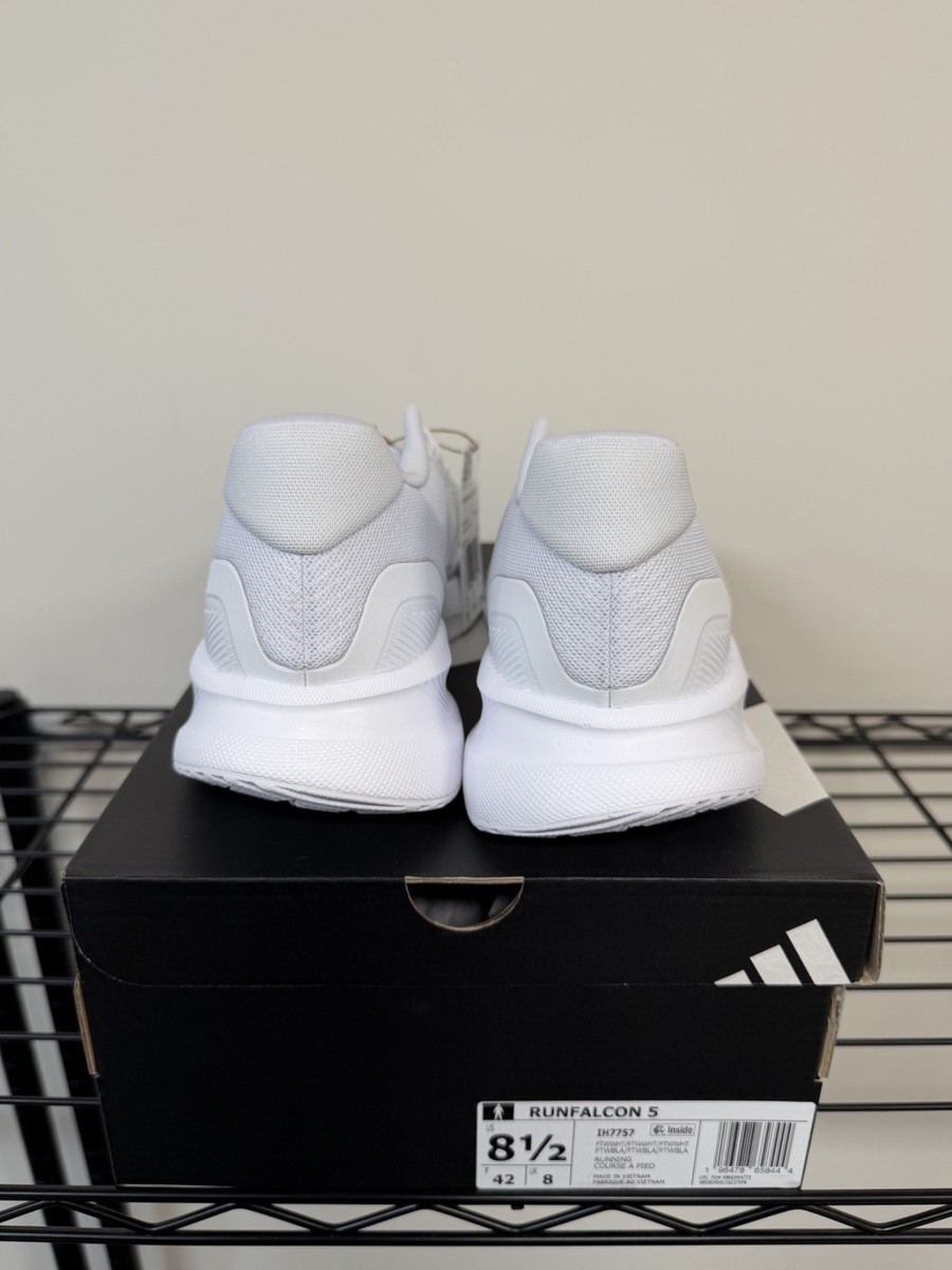 New adidas Runfalcon 5 Triple White Running Shoes Sneakers Size 11.5, 12 Men Size 11.5 - adidas Runfalcon 5 Triple White for sale online  main image 2