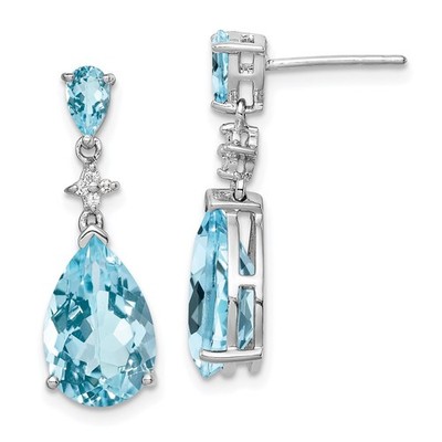 Ohrringe Sterlingsilber rhodiniert blau-weißer Topas