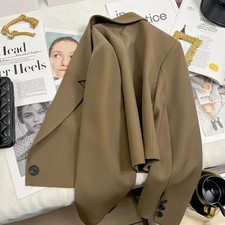 Black Cropped Blazers Woman Trend 2024 New All-match Notched Collar Crop Jacket
