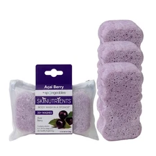 3 PCS Body Wash Infused Sponge 20+ Washes Acai Berry Scented Exfoliating
