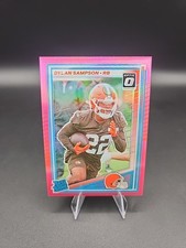 Dylan Sampson Pink Optic Prizm Holo Rated Rookie 2025 Donruss Card #389 Browns
