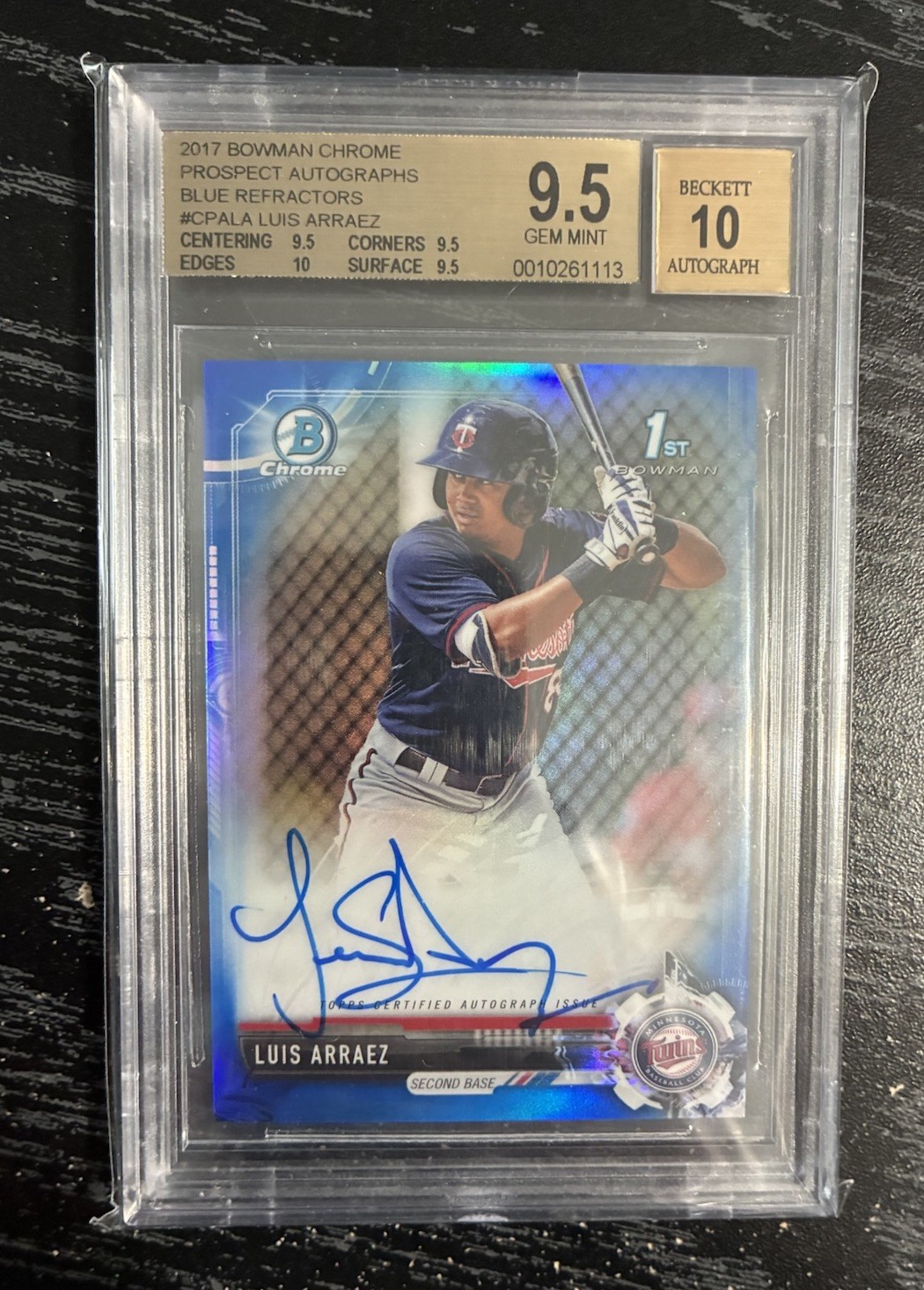 2017 Bowman Chrome Luis Arraez Prospect Autographs Blue refractor /150