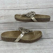 Tory Burch Miller Cloud Womens Sz 6.5 Sandals Metallic Gold Cork Footbed