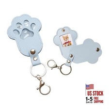 Pet Memorial Keychain Dog Paw Keepsake Photo Holder Blue