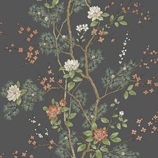 Image of Belgravia Decor Bridget Floral Charcoal Wallpaper 751 - Trail Tree Floral Leaf