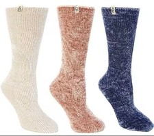 UGG 1123776 Rib Knit Slouchy Crew Socks, Pack of 3 CREAM, DAWN PATROL , DART 45