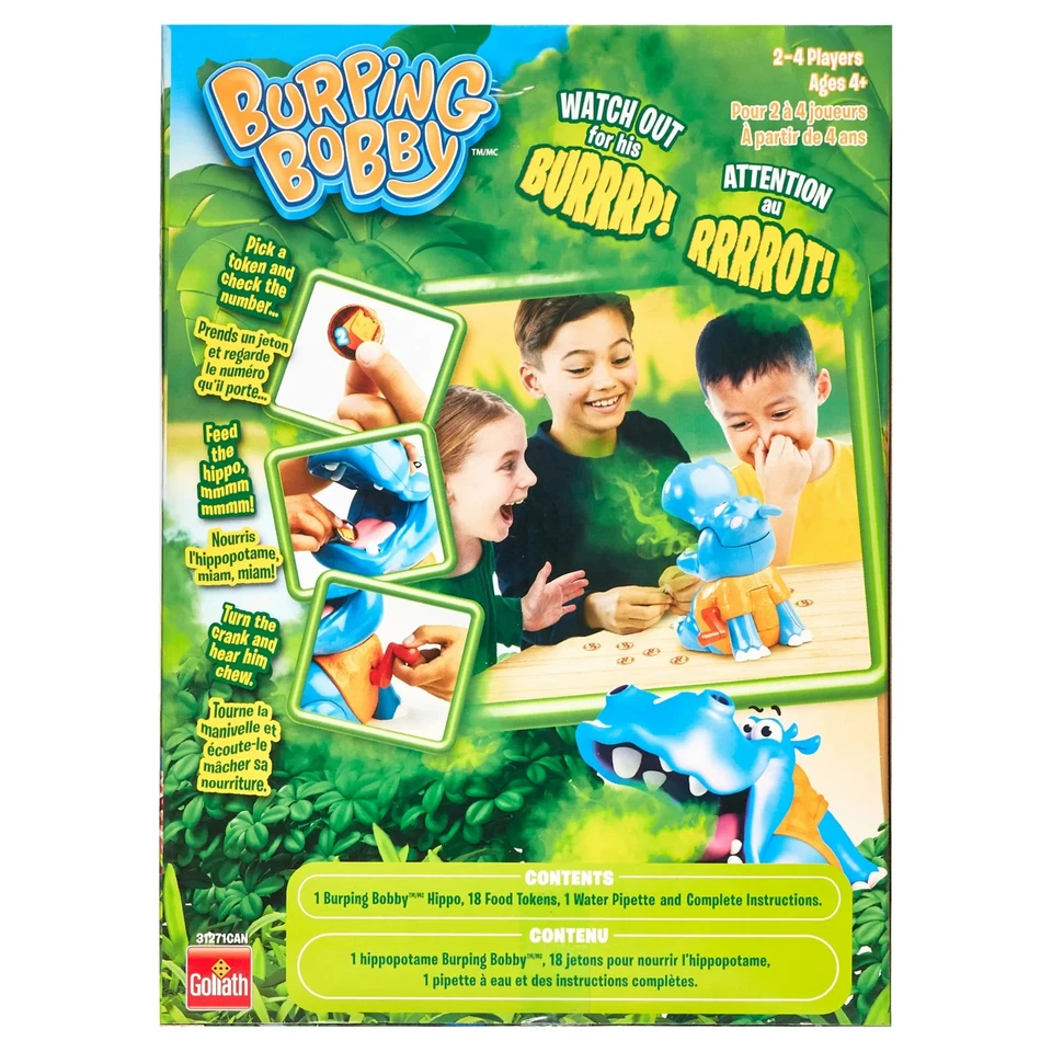 Burping Bobby Hippo Game by Goliath 2-4 Players, Ages 4+ - Image 3 of 4