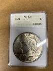 1924 Peace Silver Dollar ANACS MS63