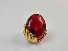 Red gold ring 925 Handmade Real Gemstone Red Amber ring adjustable