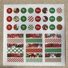 Christmas Stickers One Sheet Planner Rectangle Designs Circle To From Floral New