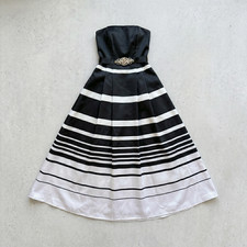 B. Darlin Striped Formal Gown 11/12 - Rhinestone Waist - Y2K Style Prom Gown