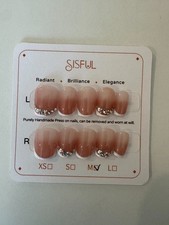 Extra Short Coffin Crystal French Press-On Nails with Rhinestones