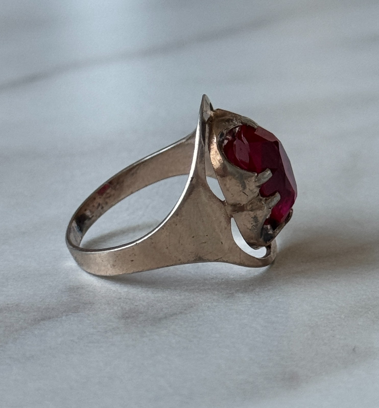 USSR Silver Ring 875 with Ruby Vintage Soviet Wom… - image 6