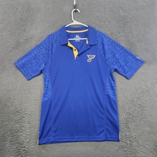 St Louis Blues Shirt Mens Large Blue NHL Hockey Polo Cool Base Short Sleeve