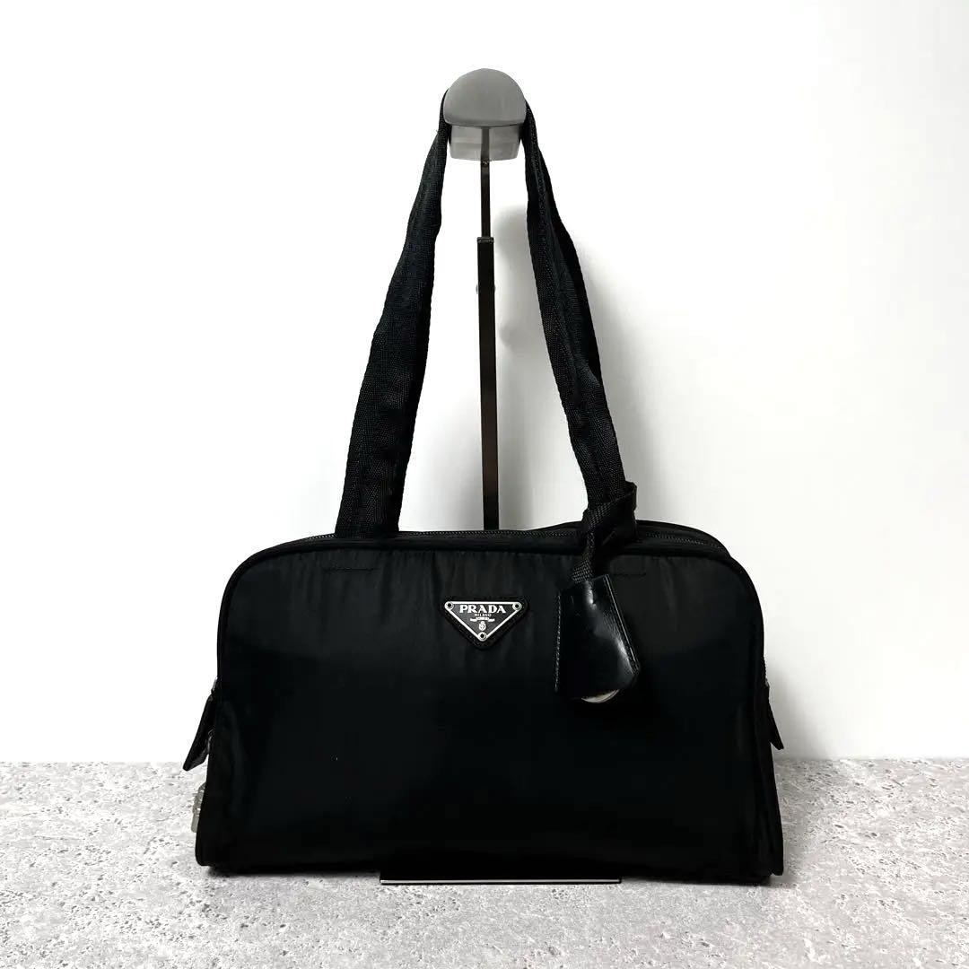 PRADA Mini Boston Nylon Tote Bag Black with Padlock Japan Import