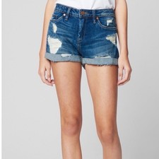 BlankNYC The Fulton Distressed Denim Shorts Blue Cuffed Low Rise 26