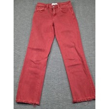 Vervet by Flying Monkey Red Straight Leg Raw Fringe Hem Jeans V3500PRD Size 27/5