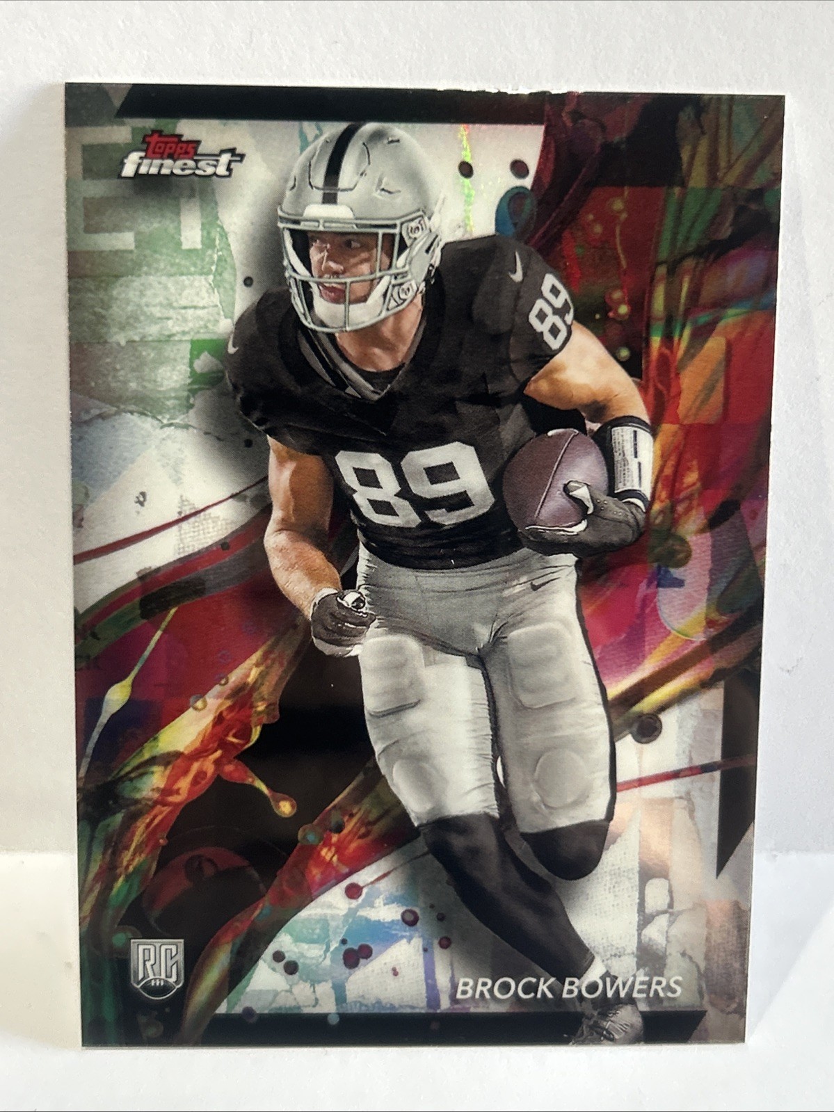 2024 Topps Finest Football BROCK BOWERS #82 RC Rookie Common Refractor - Raiders