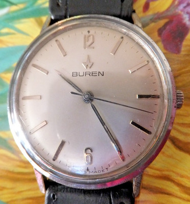 Fine 1965 Buren Silver Dial Cal 1420 17 Jewel Handaufzug Herrenuhr
