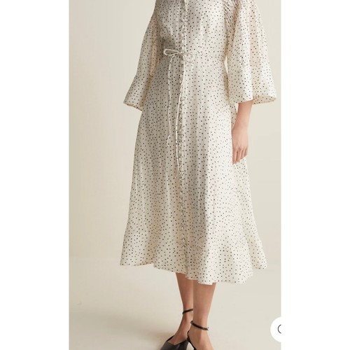 Joslin Dottie Silk Linen Midi Shirt Dress Polka Dot NWT Size 12 - Picture 9 of 18
