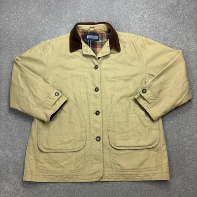 Veste Lands End pour femmes grande toile de chasse marron corvée de grange ve... - Photo 1/4