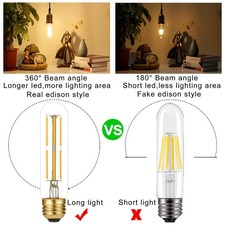 Vintage Style Edison Bulb 6W 600LM Tubular - 6 Pack