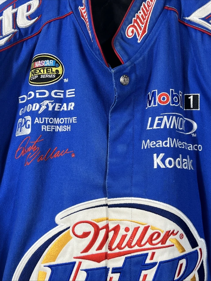 Chaqueta Auténtica NASCAR Rusty Wallace Miller Light Chase 2XL Última Llamada Azul Foto 3 de 4