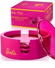 Barbie x Dragon Glassware Diamond Coasters Pink Crystal Glass for Drinks Bar B51