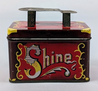 Vintage  Shoe Shine 5¢ Hinged Top Tin Box