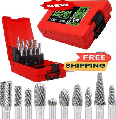 Juego de fresas de carburo de tungsteno con vástago de 1/4''   10 brocas de doble