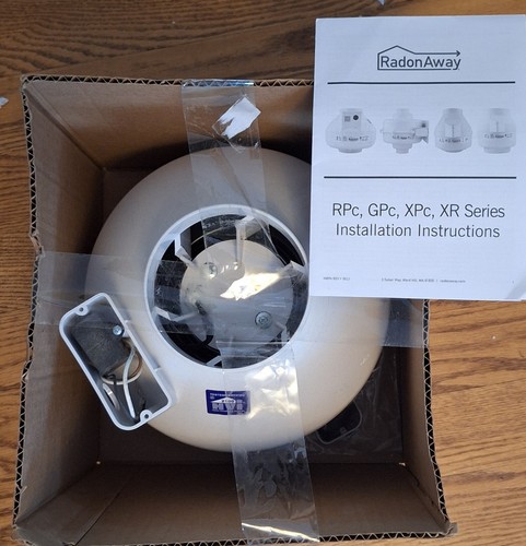 RP145C 4 in. Inlet and Outlet Inline Radon Fan in White with 1.7 in Maximum Open
