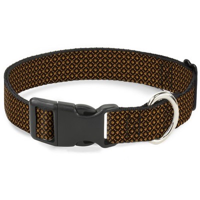 Plastic Clip Collar Bone & Paw Monogram Brown/Orange NARROW-Small 7- (US IMPORT)