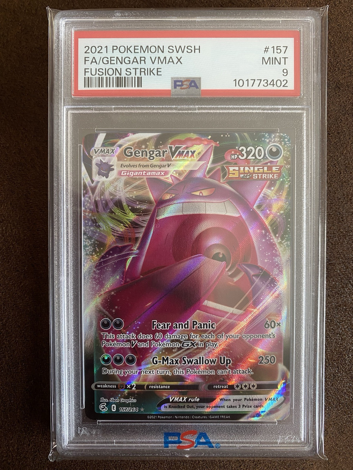 Gengar VMAX 157/264 Fusion Strike Holo Pokemon Card