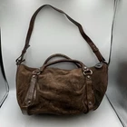 Francesco Biasia Leather Shoulder Bag Suede Brown Made In Bulgaria