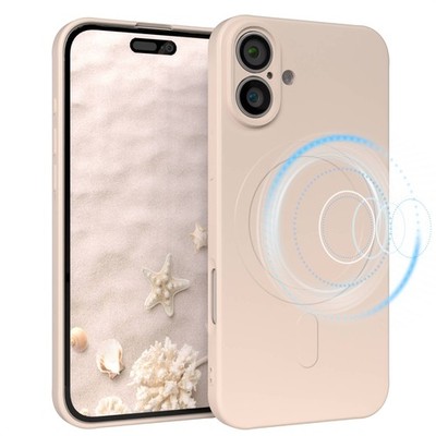 Silikonhülle magnetisch für Apple iPhone 16 Plus Magnet Case TPU Bumper in Taupe