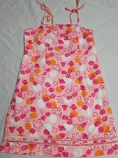 VTG Lilly Pulitzer Pink Floral Ladybug Shift Dress Tie Shoulders Size 10