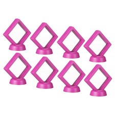 3D Floating Display Frame Coin Jewelry Case with Base 2.8" x 2.8" Pink 8pcs