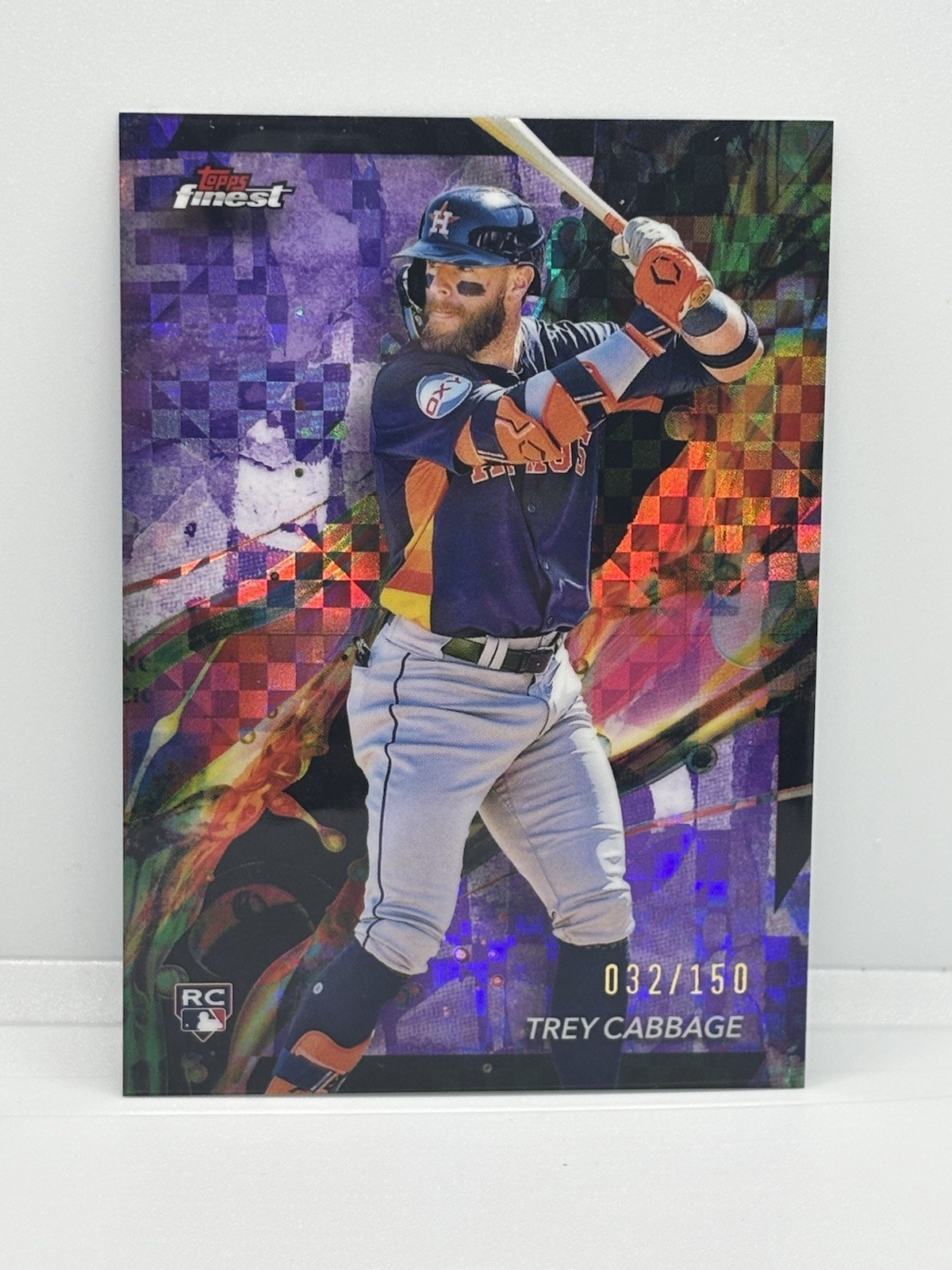 2024 Topps Finest - Common Purple Checkerboard Refractor /150 #52 Trey Cabbage