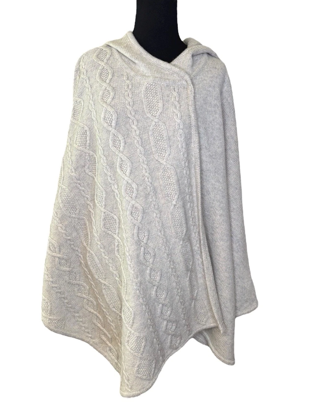 Pendleton Lambswool Poncho Cape One Size Cable Knit Sweater Hooded