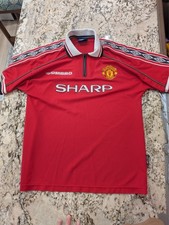 Vintage 1998-1999 Manchester United Home Shirt Umbro Sharp Size L Treble Era